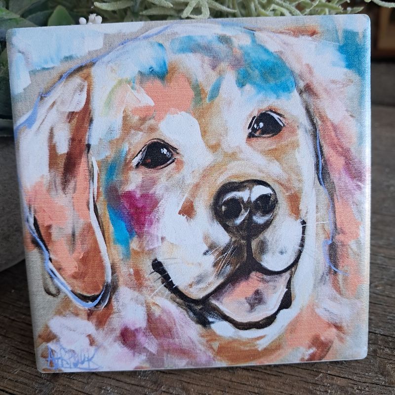 The Golden Retriever Dog Smile Coaster