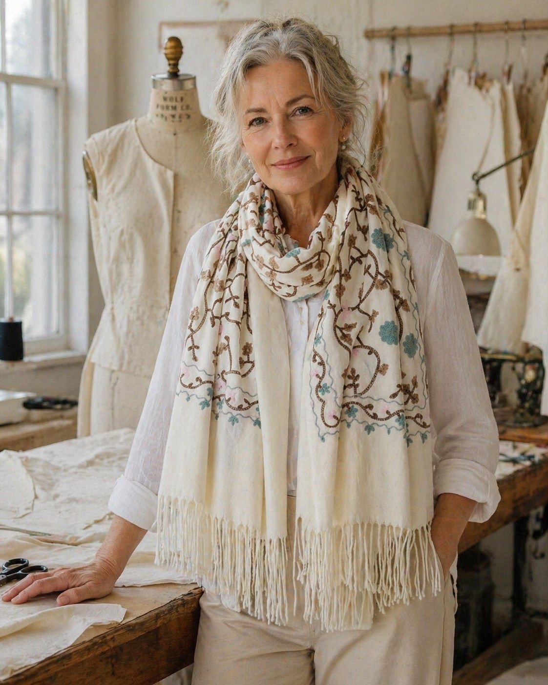 Woven In Time Scarf Collection, Colour: Muslin