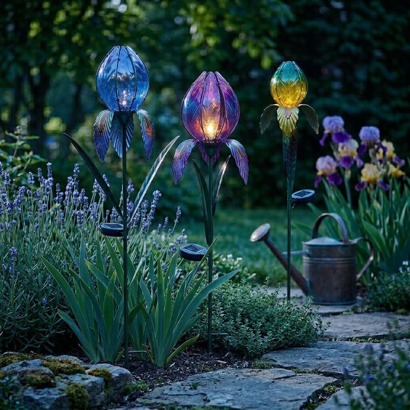Iris Flower Metal Art Solar Light - one assorted.