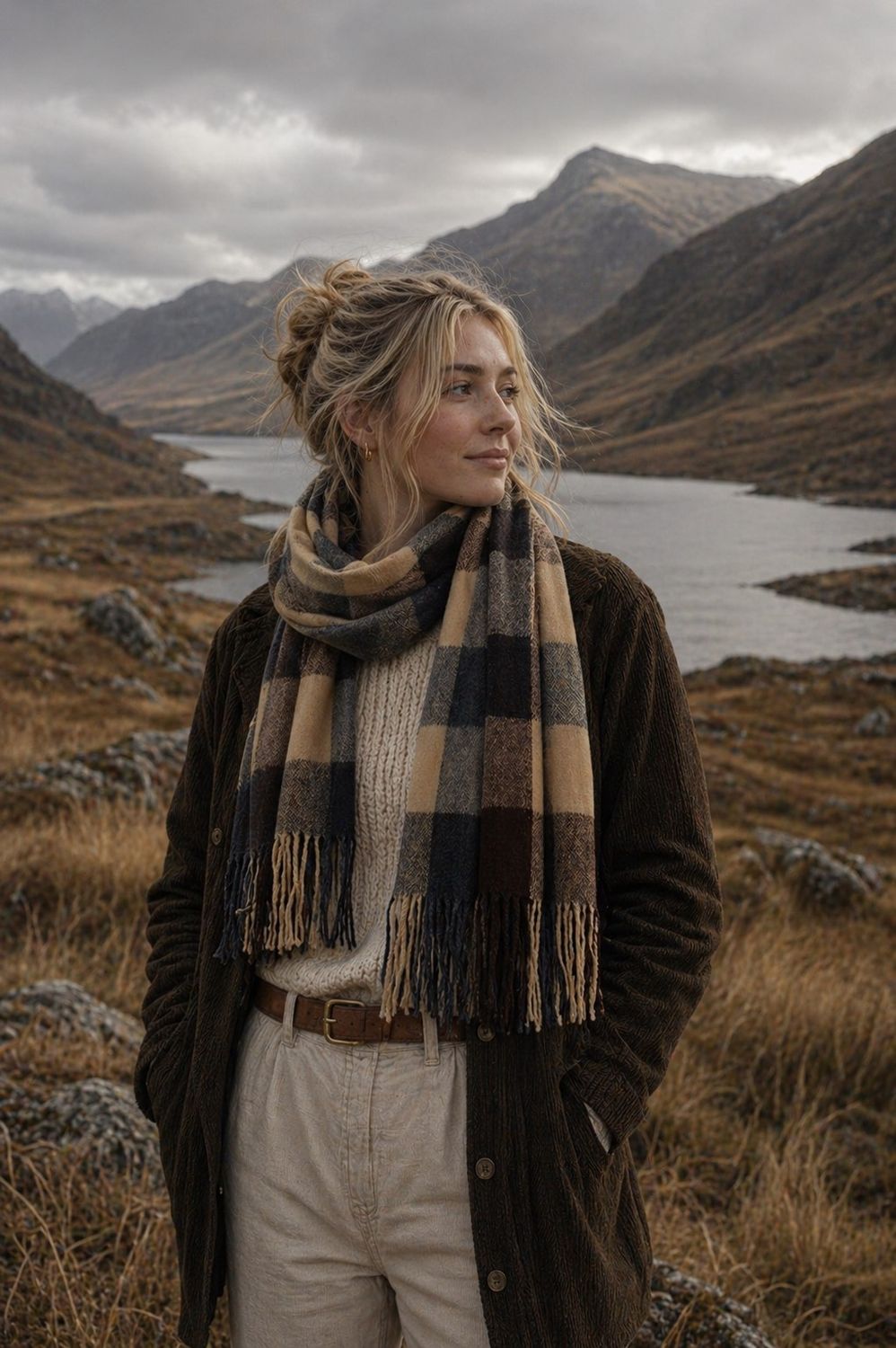 Highland Charm Scarf Collection, Colour: Shadow and Sand