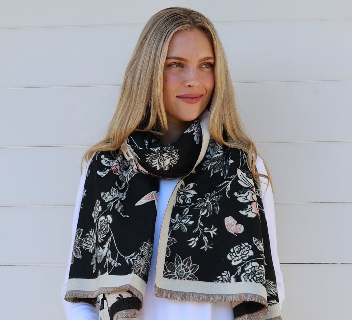The Flutter and Flourish Scarf Collection, Colour: Midnight
