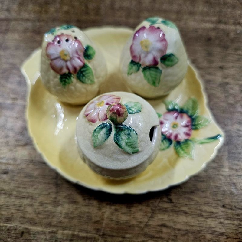 Carlton Ware Wild Rose Cruet Set yellow