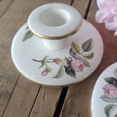 Wedgwood Hathaway Rose Candlesticks S/2