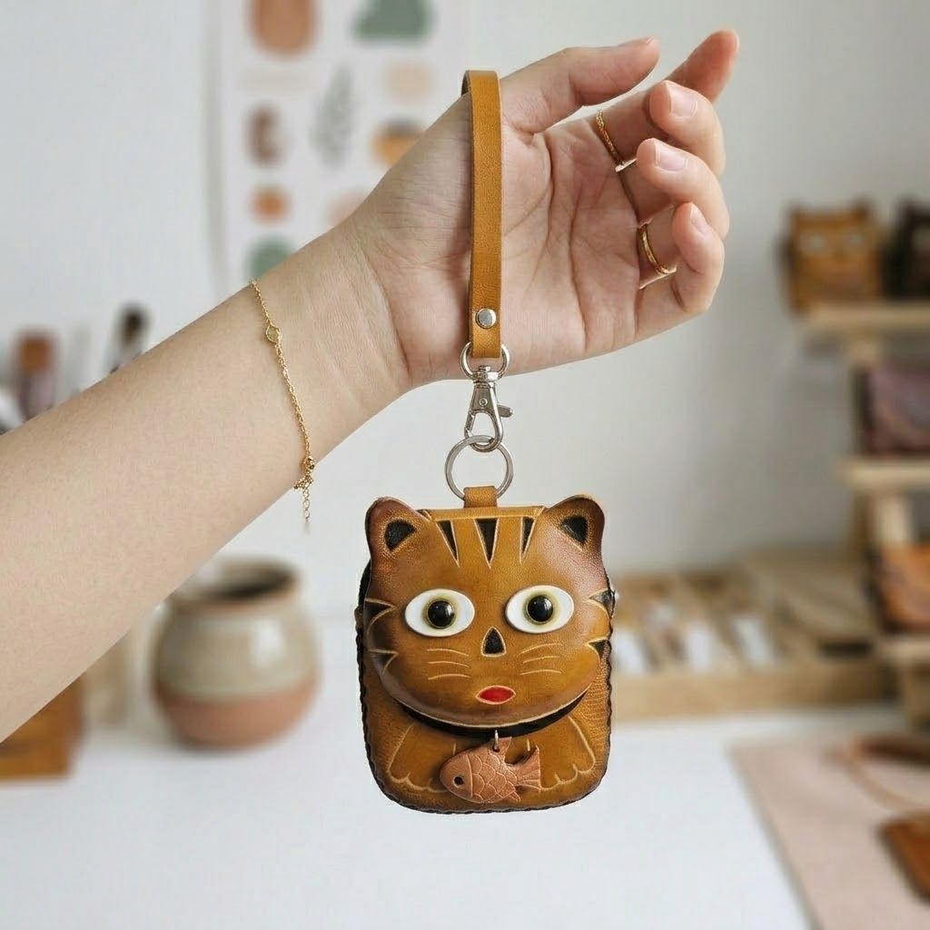 Casper the Cat Leather Coin Purse