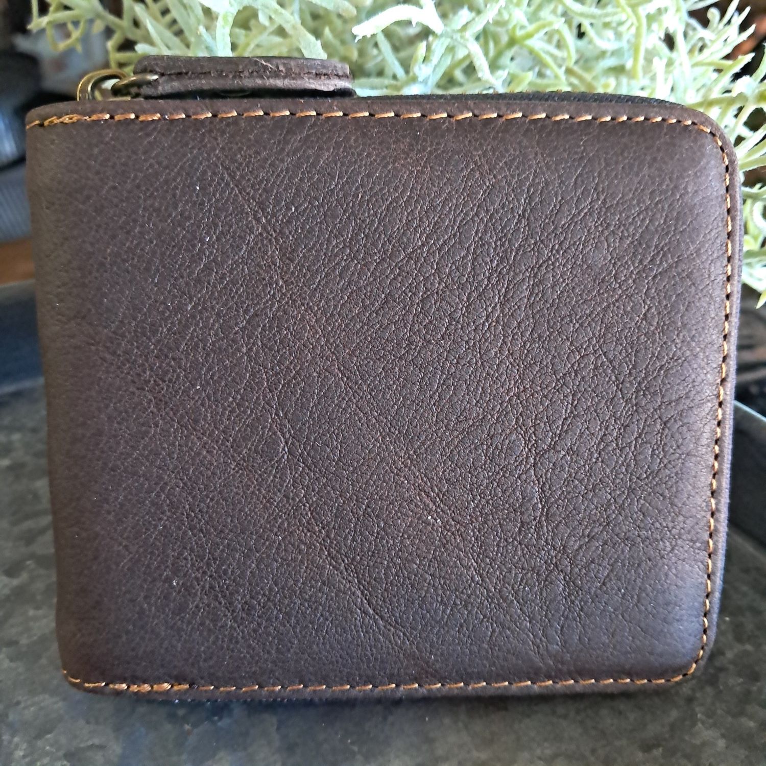 The Wyatt Zippered Leather Wallet, Colour: Coffee