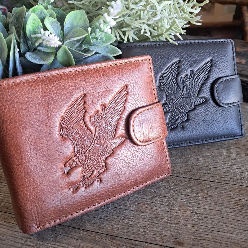 The Beau Tooled Eagle Leather Wallet