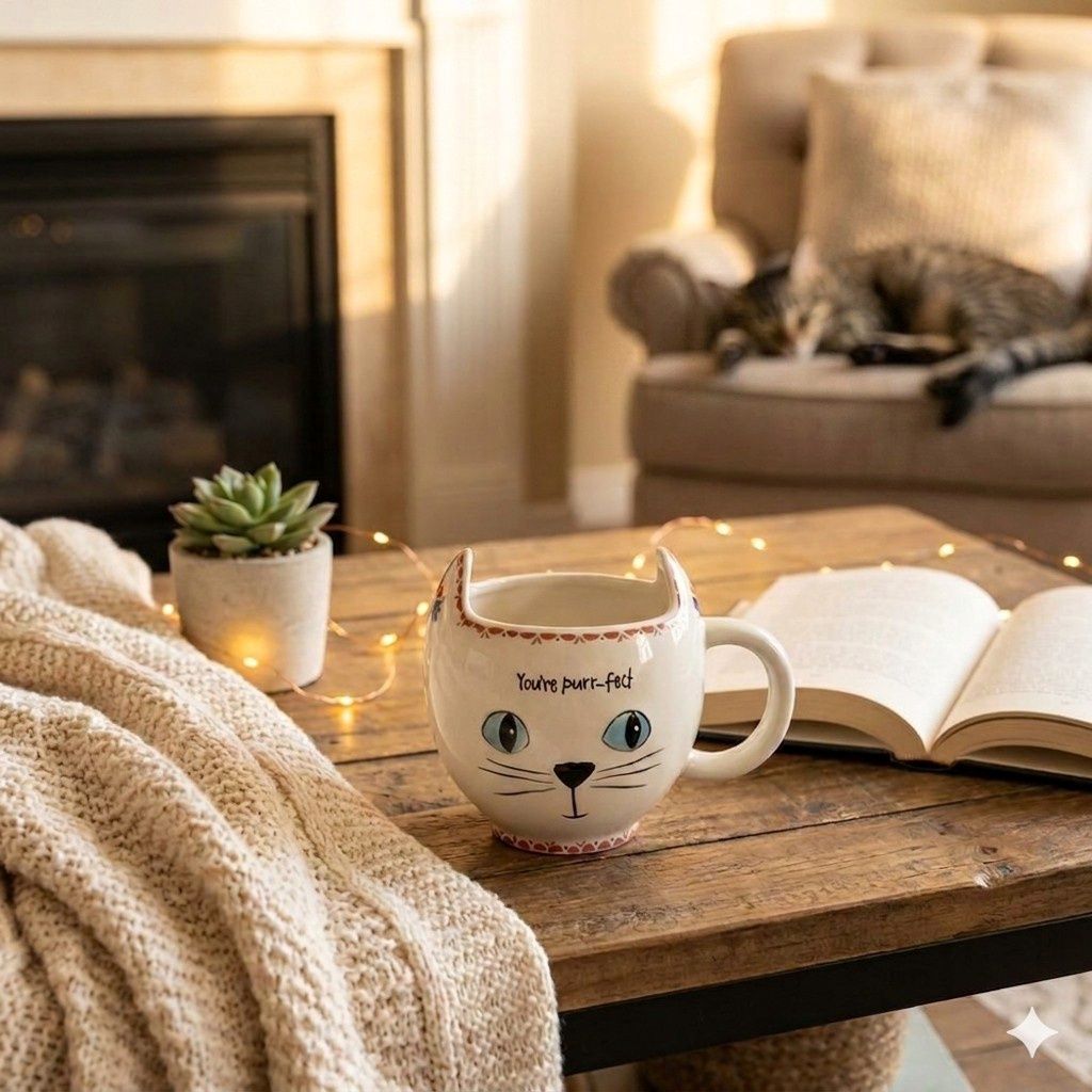 You're Purr-fect White Cat Mug