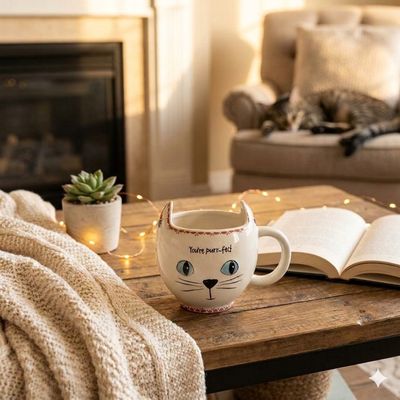 You're Purr-fect White Cat Mug
