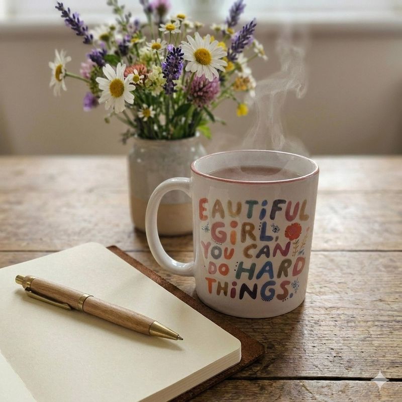 Beautiful Girl Enamel Style Ceramic Mug