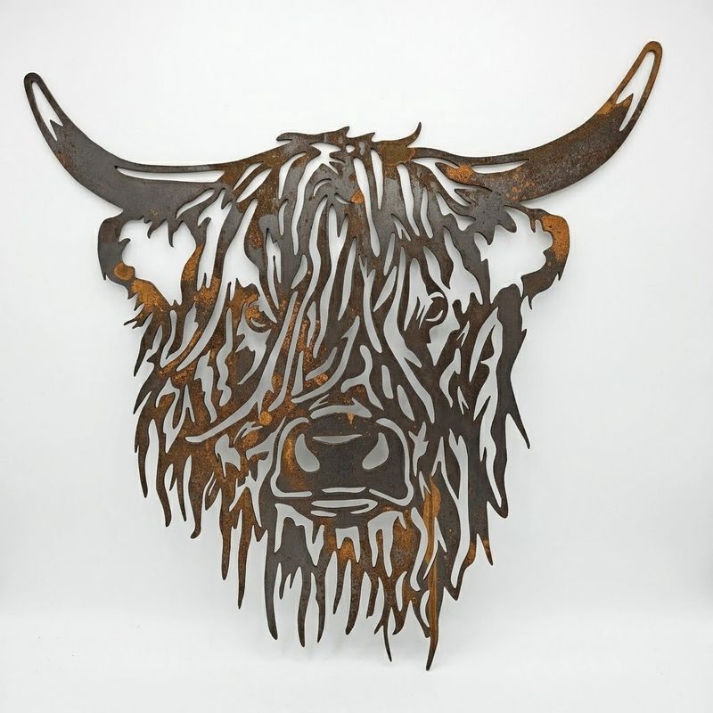 Highland Cow Head Metal Art Large Australian