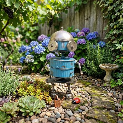Byte the Blue Robot Metal Art