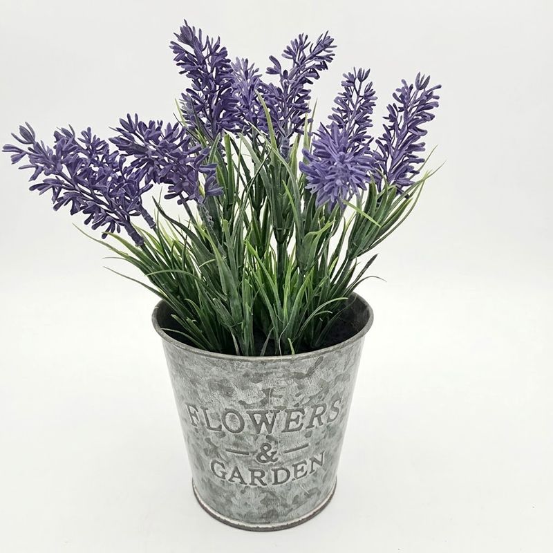 Lavender in Metal Flowers &amp; Garden Pot