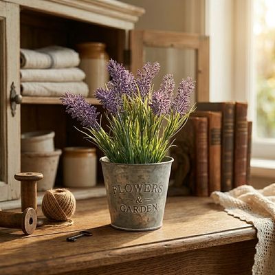 Lavender in Metal Flowers & Garden Pot