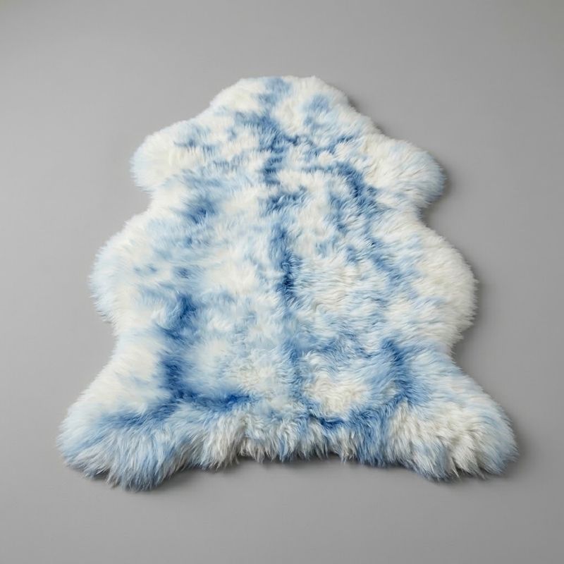 Genuine Single Pelt Australian Sheepskin - White w/Blue Tips