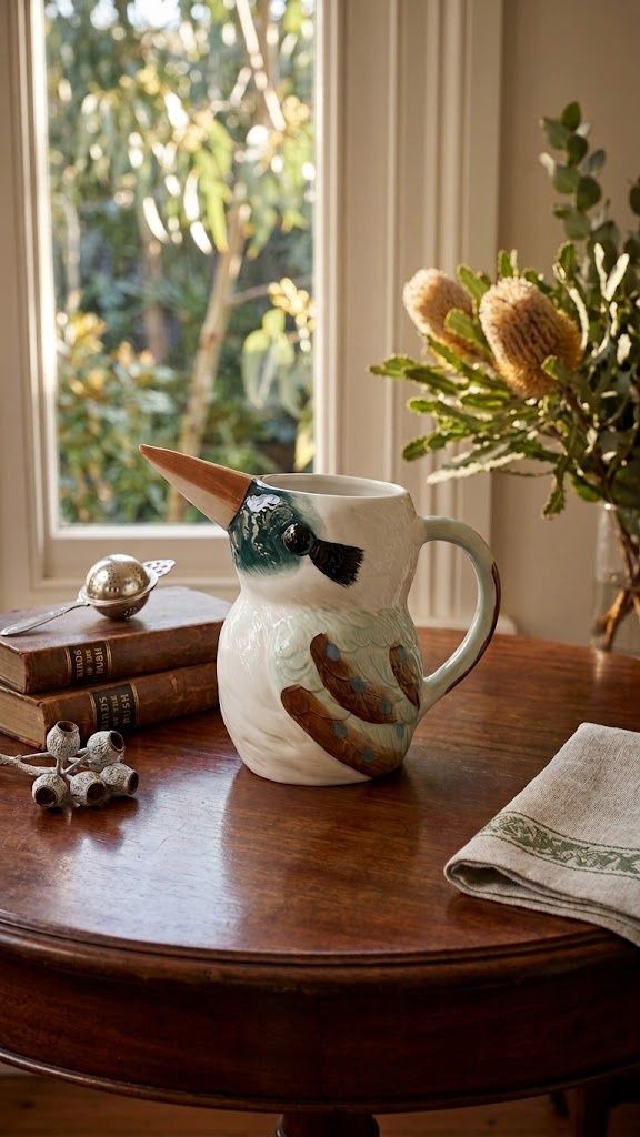 Kookaburra Hand Painted Ceramic Jug