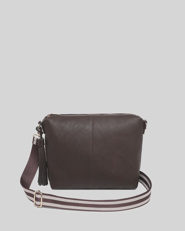 Daisy Striped Crossbody Bag - Chocolate