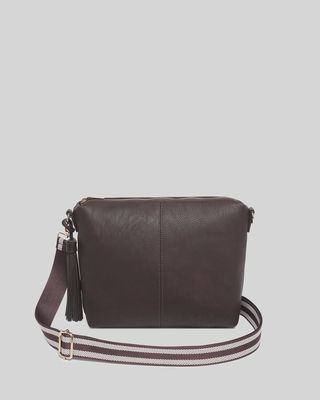 Daisy Striped Crossbody Bag - Chocolate