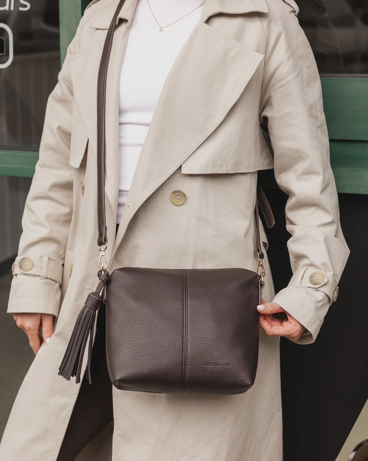 Kasey Stripe Crossbody Bag - Chocolate
