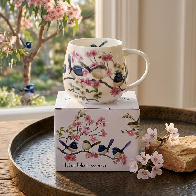 Australian Blue Wren Fine China Hug Me Mug