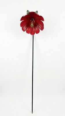 Red Bell Flower Stake Metal Art