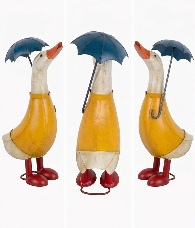 Penny The Duck With Umbrella Metal Art