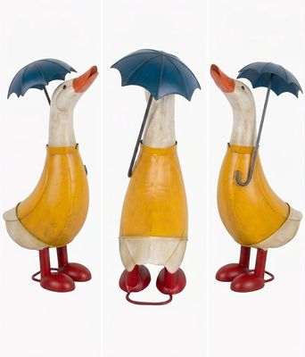 Penny The Duck With Umbrella Metal Art