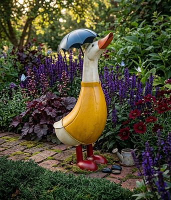 Penny The Duck With Umbrella Metal Art