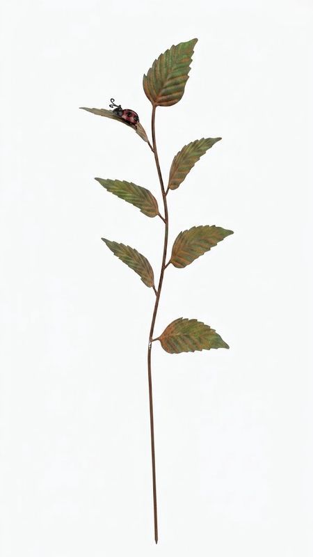 Red Ladybird On Branch on Stake Metal Art