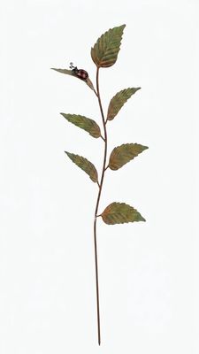 Red Ladybird On Branch on Stake Metal Art