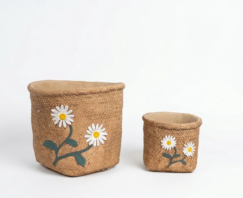 Set Of 2 Daisy Flower Planter Pots