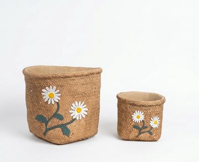 Set Of 2 Daisy Flower Planter Pots