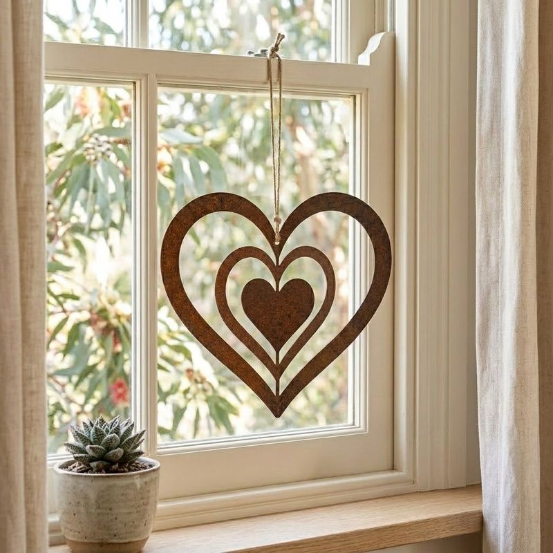 Three Hearts In One Hanging Metal Art