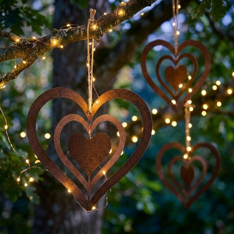 Three Hearts In One Hanging Metal Art