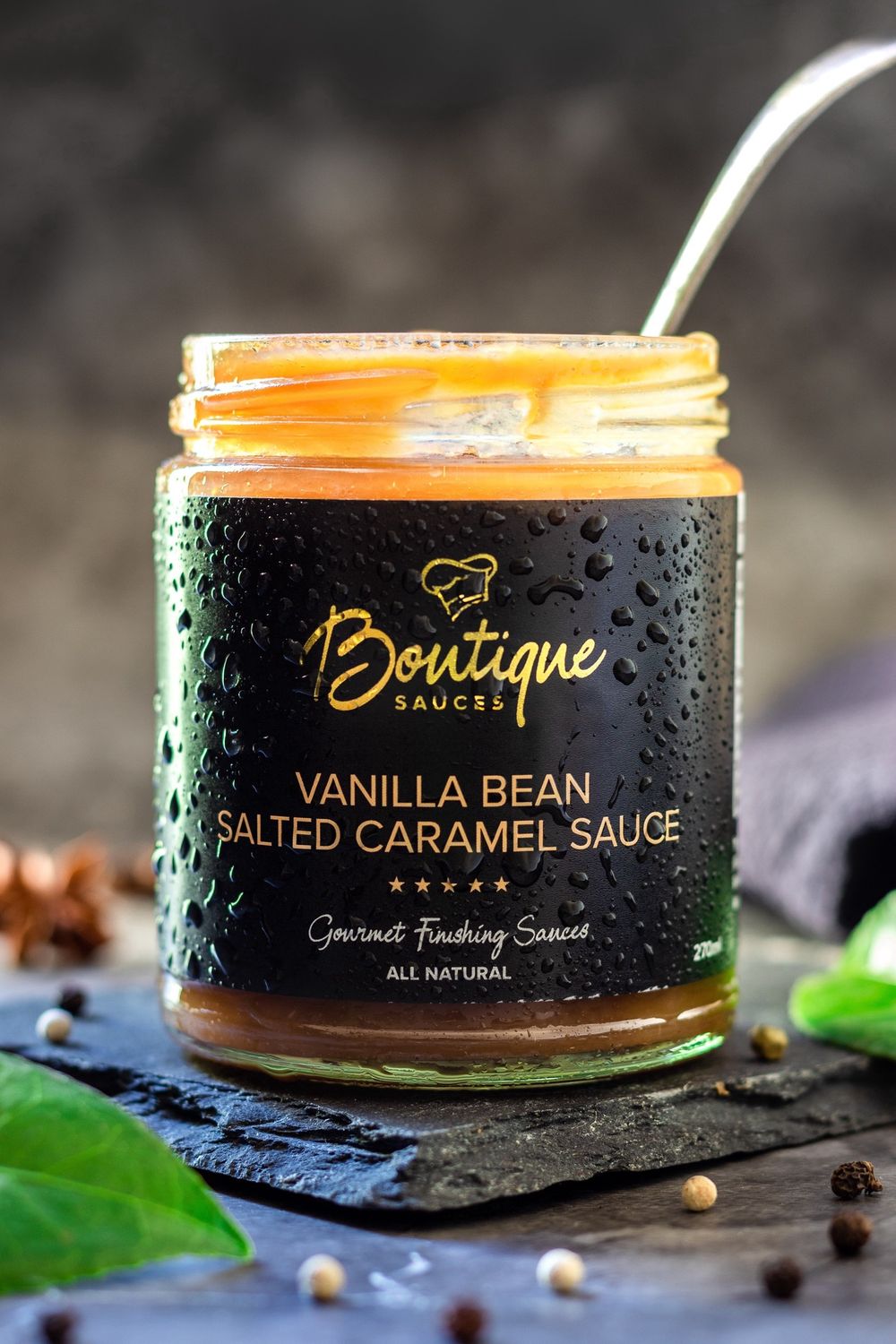 Boutique Sauces' Vanilla Bean and Salted Caramel Sauce