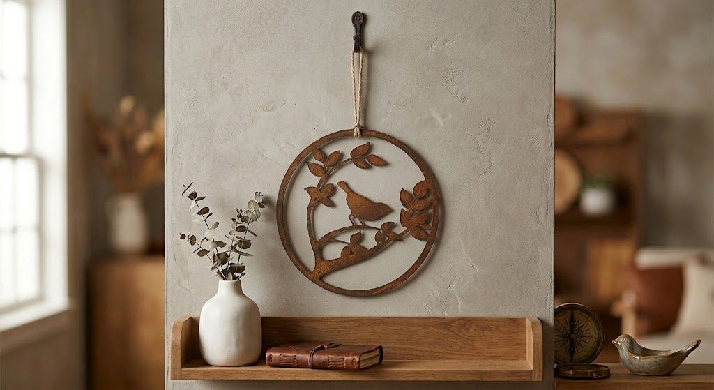 Chirpy Bird 20cm Round Metal Art Australian