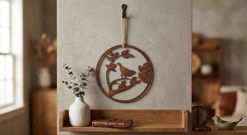 Chirpy Bird 20cm Round Metal Art Australian