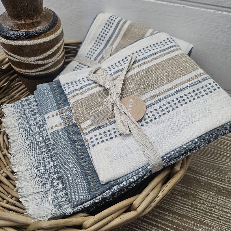 Country Manor Cotton Tea Towels set of 3 Blue