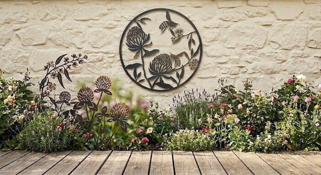 Bees &amp; Proteas Large Round Metal Art Australian Made