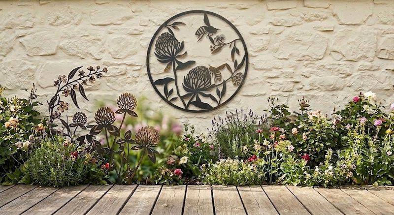 Bees &amp; Proteas Large Round Metal Art Australian Made