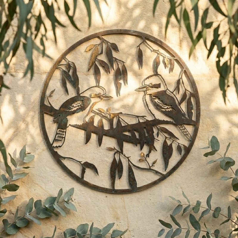 Two Kookaburras Round Metal Art Australian Made