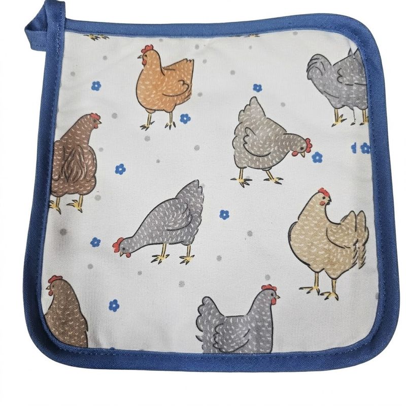 Farmhouse Chickens Tea Towel Oven Mitt Pot Holder s/3