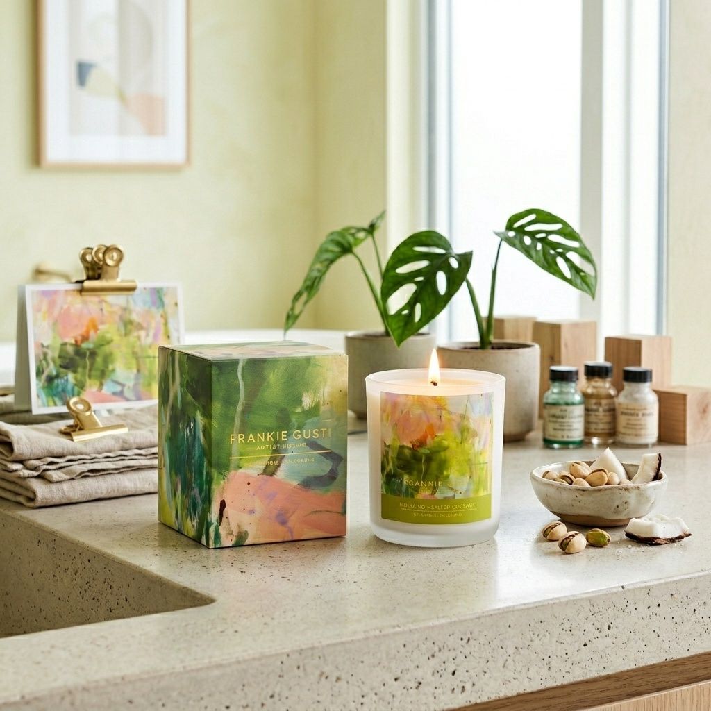Pistaschio &amp; Salted Coconut Frankie Gusti Artist Candle