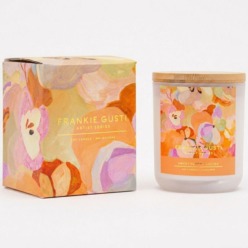 Sweet Peach &amp; Lychee Frankie Gusti Artist Series Candle