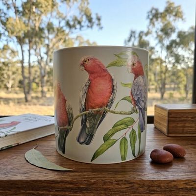 Pink Galahs Ceramic Planter Pot