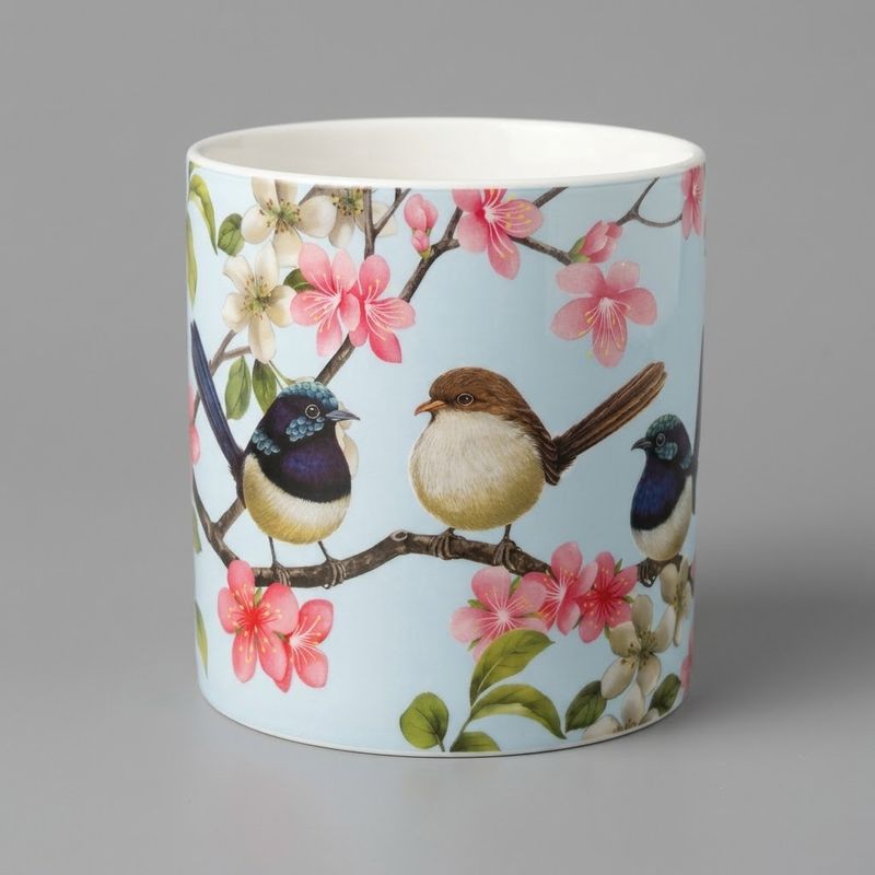 Blue Wren Bird Ceramic Planter Pot