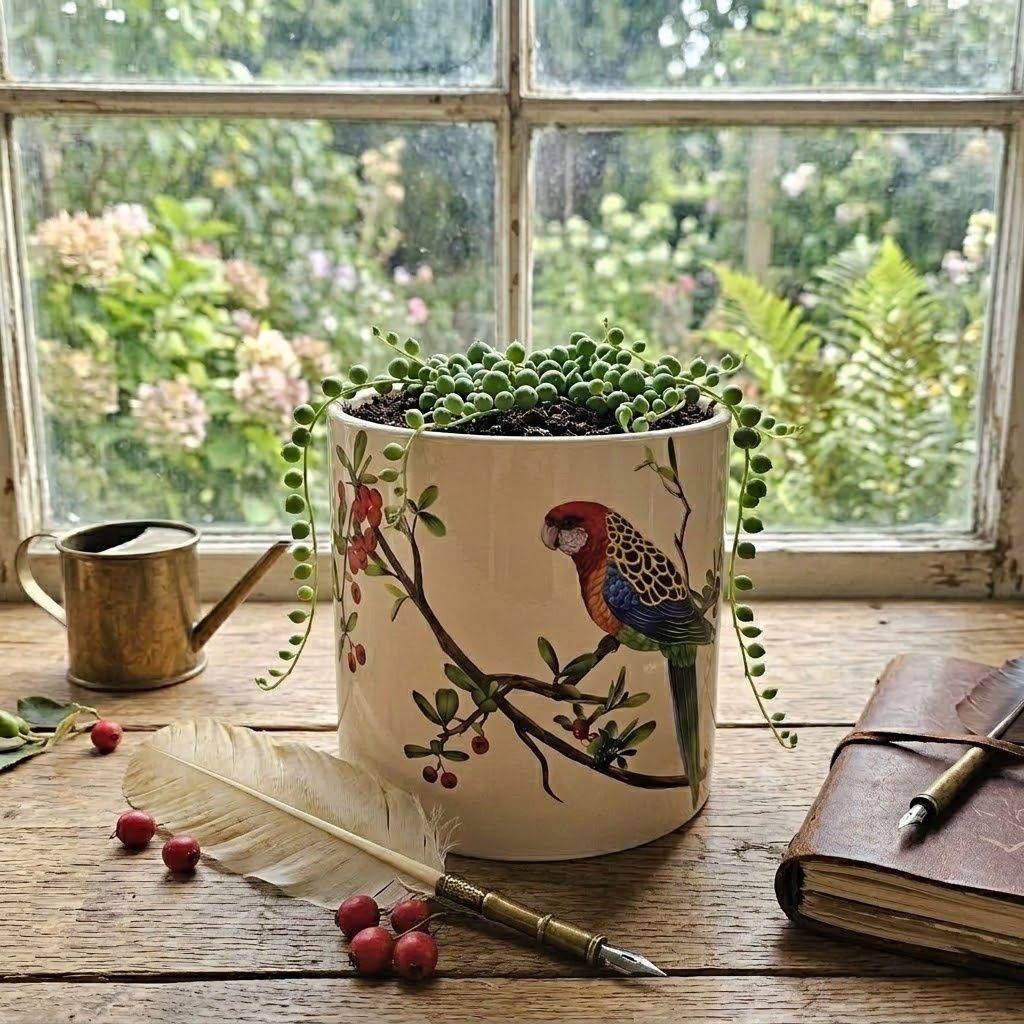 Eastern Rosella Bird Planter Pot w/drainage plug