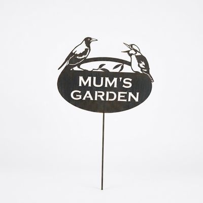 Mum's Garden Magpie Kookaburra Garden Art Sign