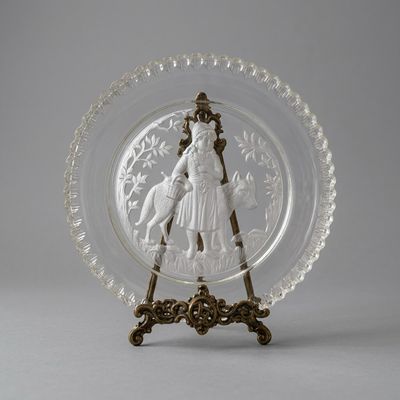 Antique Little Red Riding Hood & Wolf Glass Plate