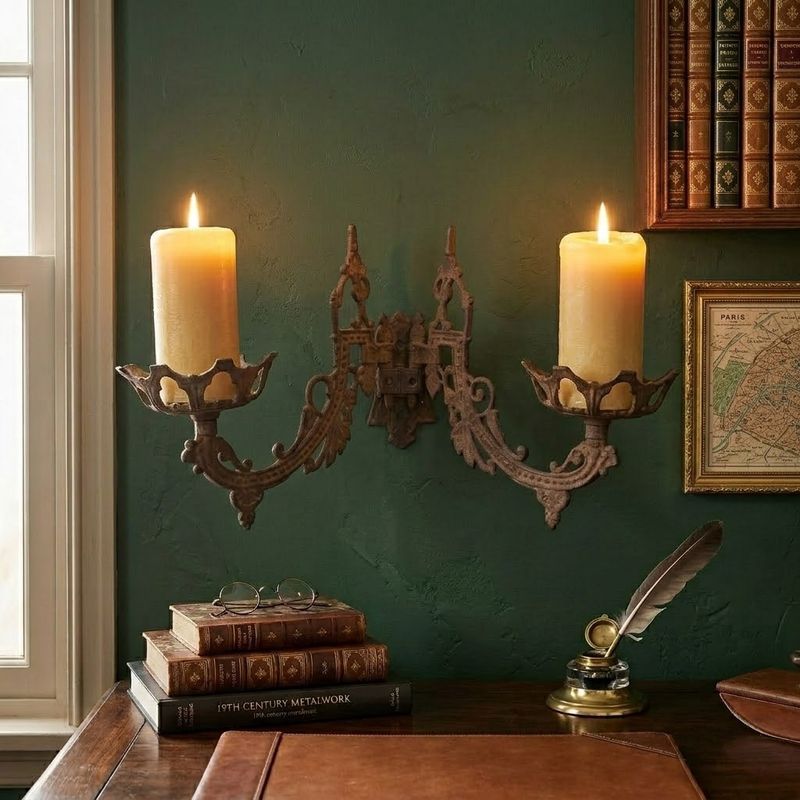 Cast Iron Ornate Wall Sconces w/Wall Bracket