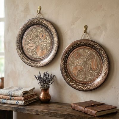 Etched Copper Wall Hanging Plate